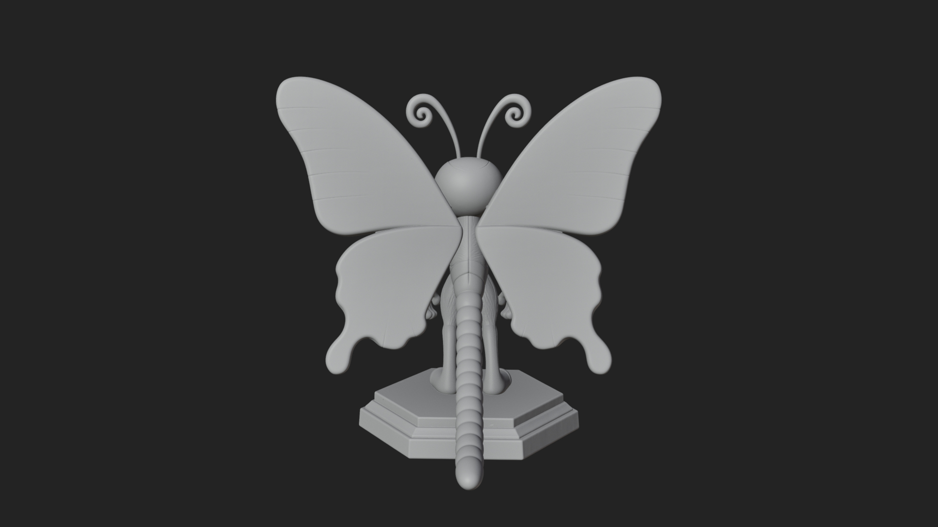 Cute Cartoon Butterfly Statue Design 1 3D Print Model 3D Model