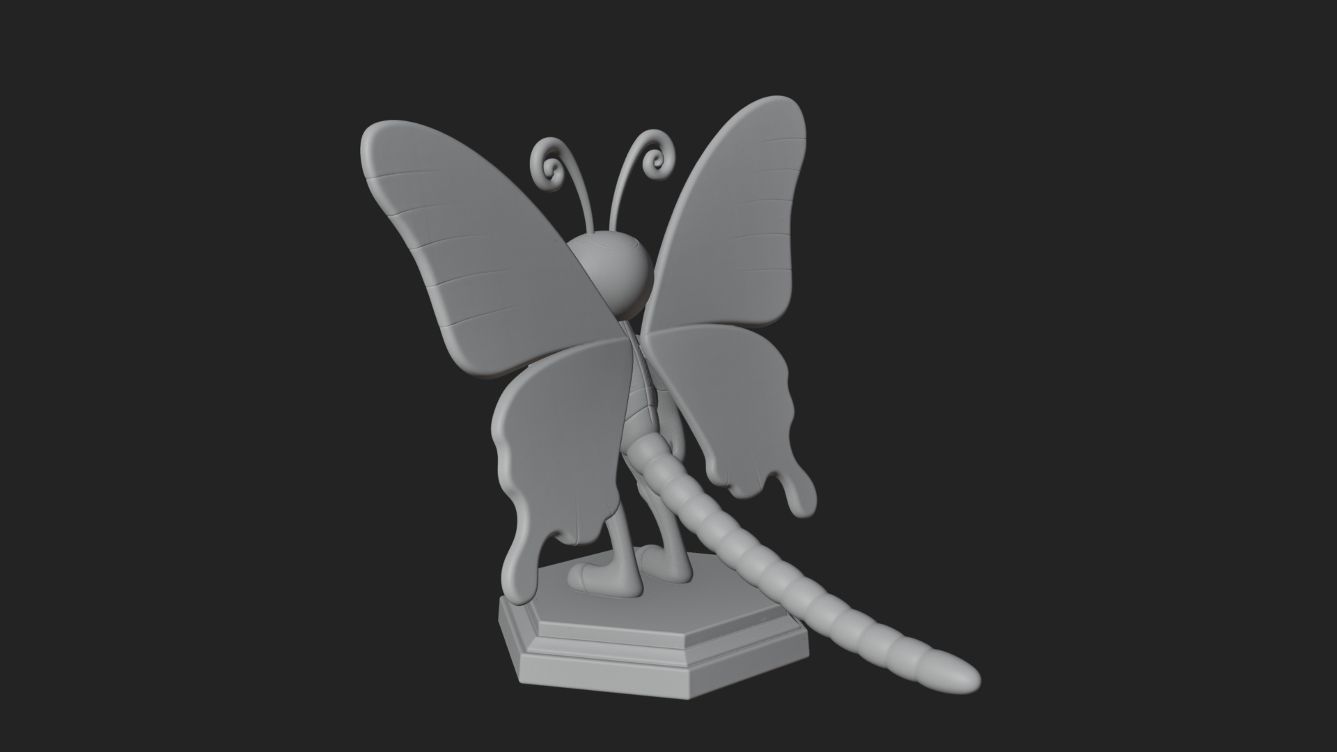 Cute Cartoon Butterfly Statue Design 1 3D Print Model 3D Model