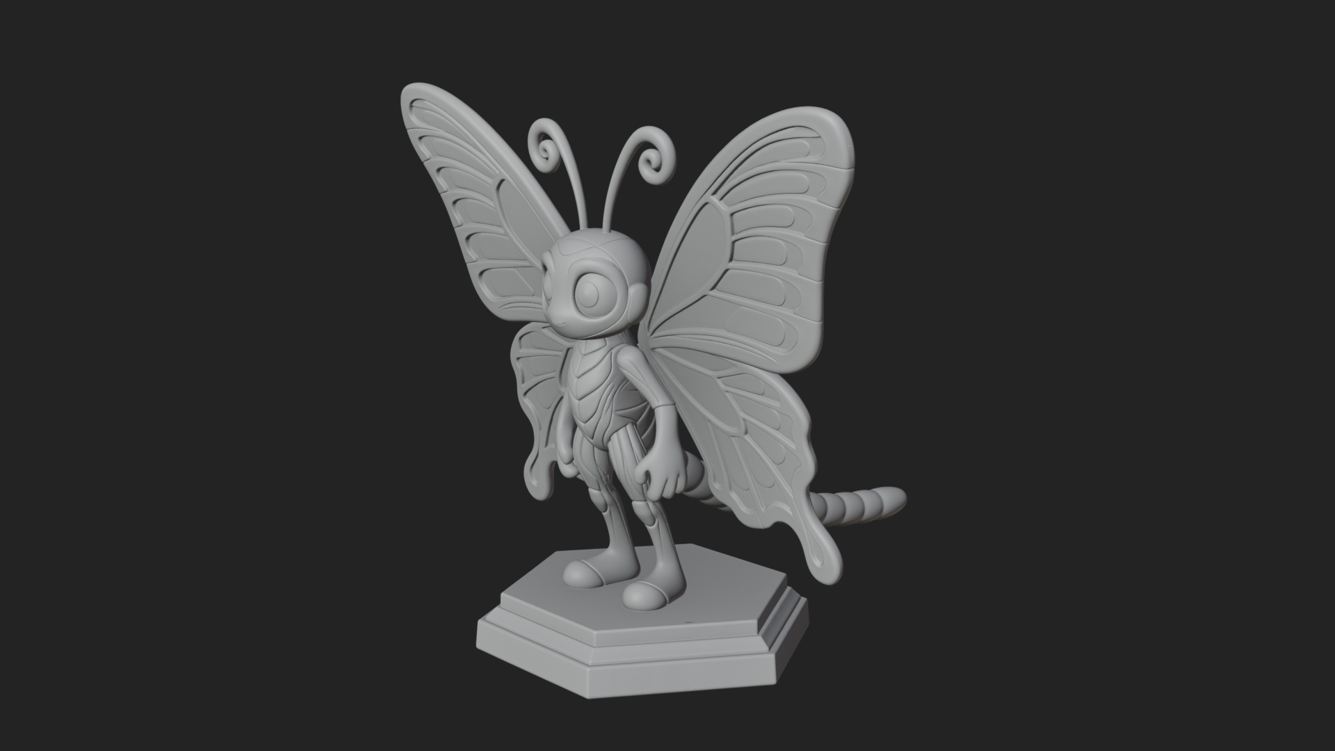 Cute Cartoon Butterfly Statue Design 1 3D Print Model 3D Model