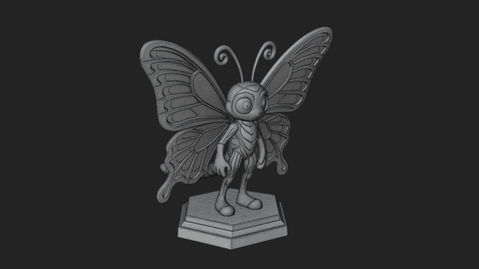 Cute Cartoon Butterfly Statue Design 1 3D Print Model 3D Model
