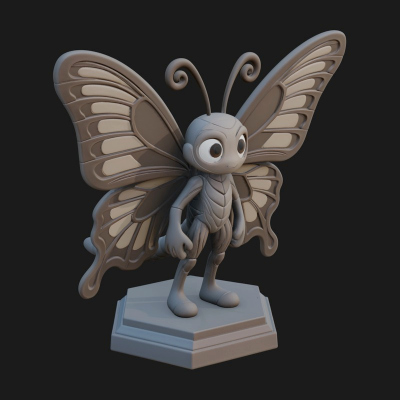 Cute Cartoon Butterfly Statue Design 1 3D Print Model