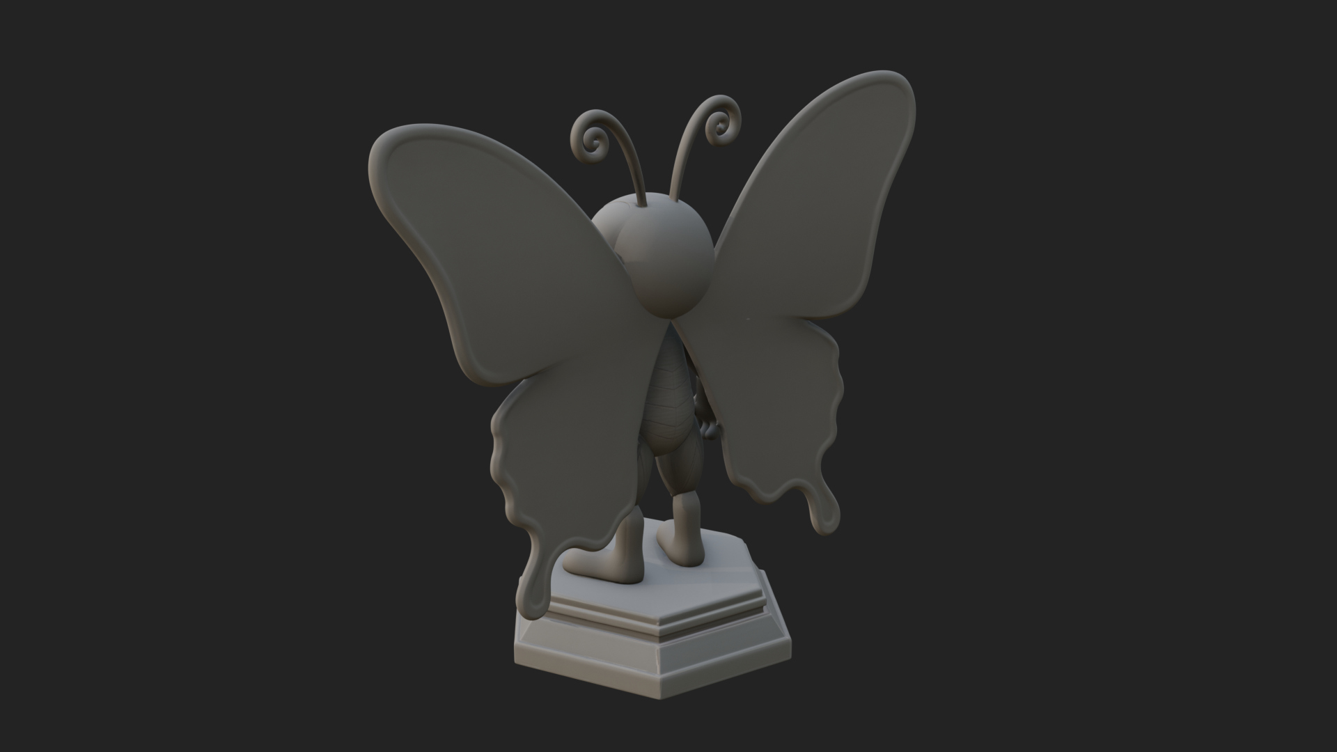 Cute Cartoon Butterfly Statue Design 2 3D Print Model 3D Model