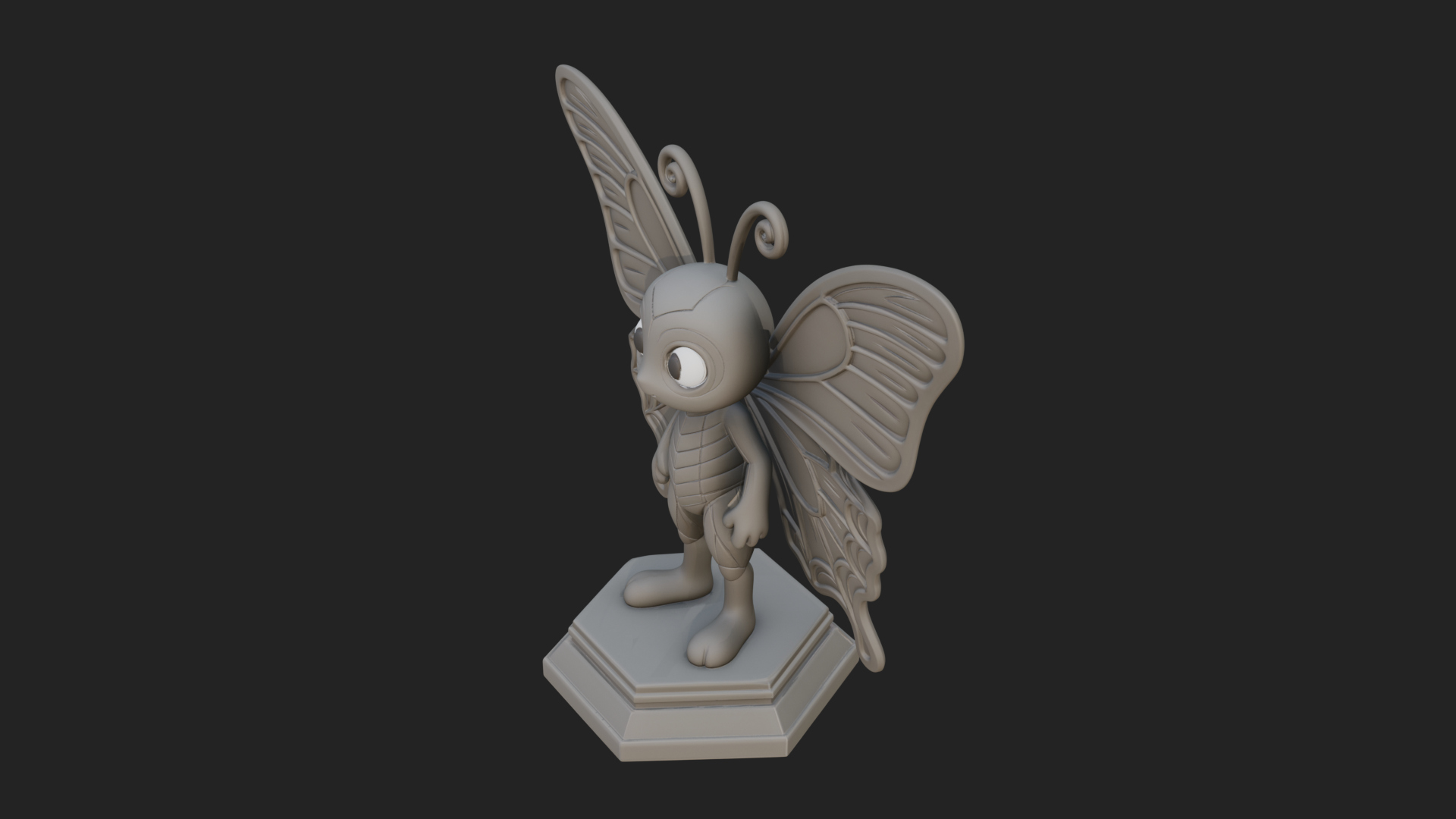 Cute Cartoon Butterfly Statue Design 2 3D Print Model 3D Model