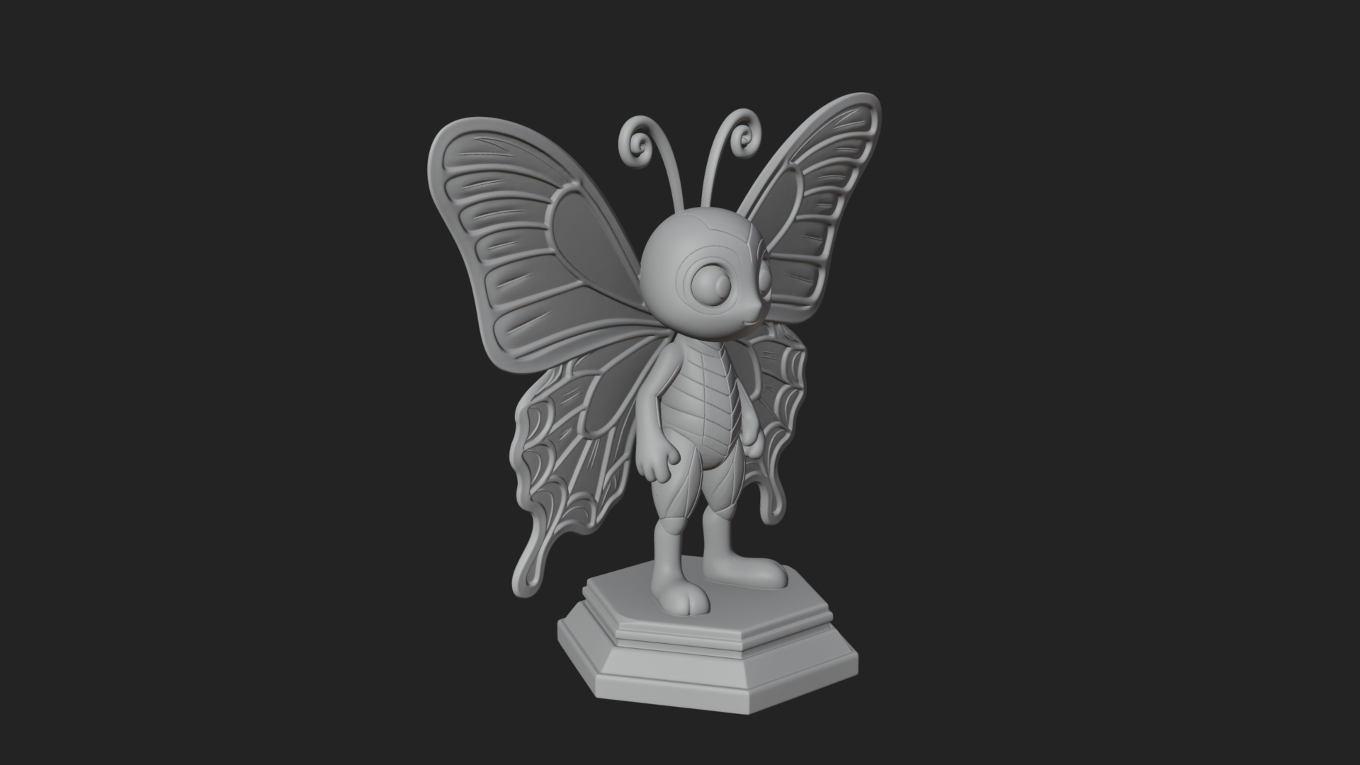 Cute Cartoon Butterfly Statue Design 2 3D Print Model 3D Model