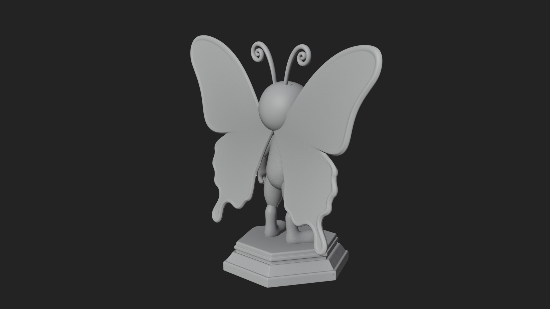 Cute Cartoon Butterfly Statue Design 2 3D Print Model 3D Model