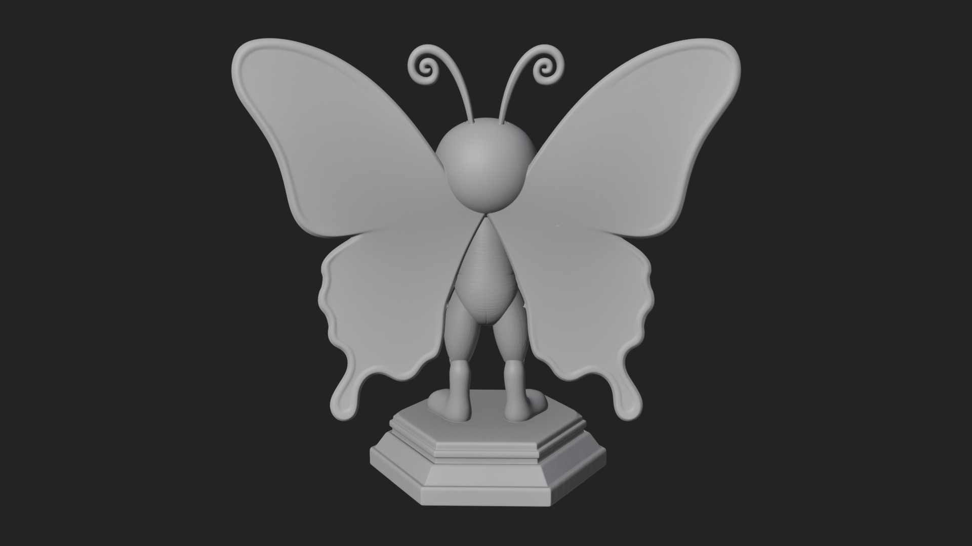Cute Cartoon Butterfly Statue Design 2 3D Print Model 3D Model