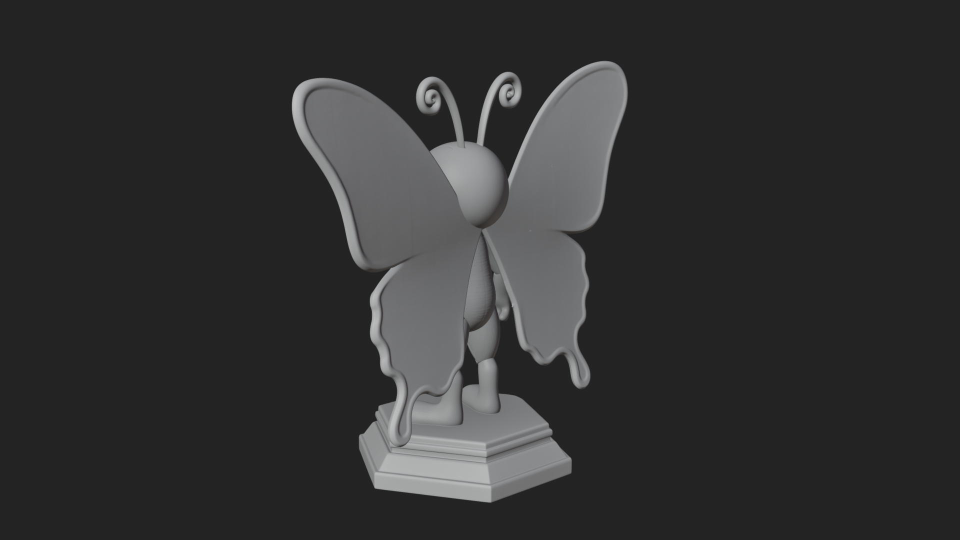 Cute Cartoon Butterfly Statue Design 2 3D Print Model 3D Model