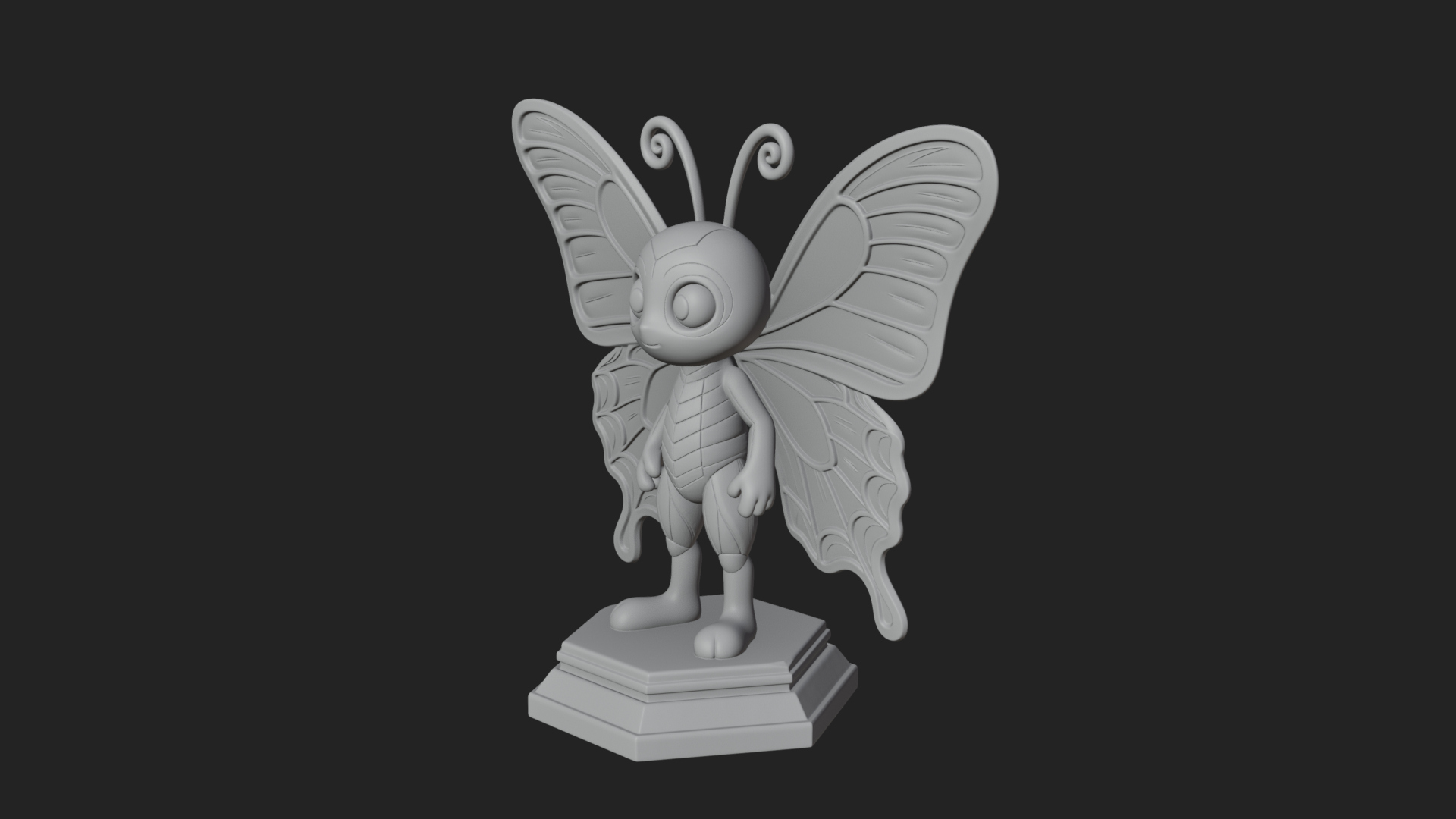 Cute Cartoon Butterfly Statue Design 2 3D Print Model 3D Model