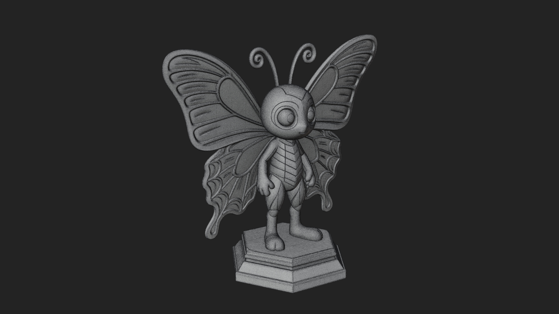 Cute Cartoon Butterfly Statue Design 2 3D Print Model 3D Model