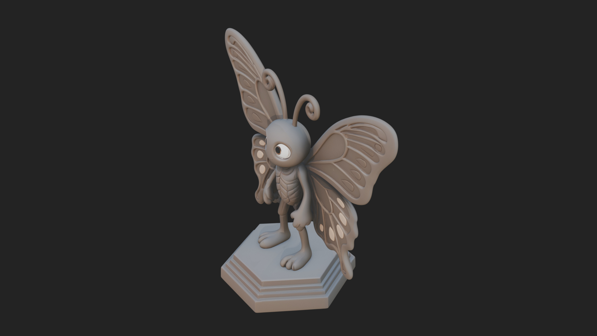 Cute Cartoon Butterfly Statue Design 3 3D Print Model 3D Model