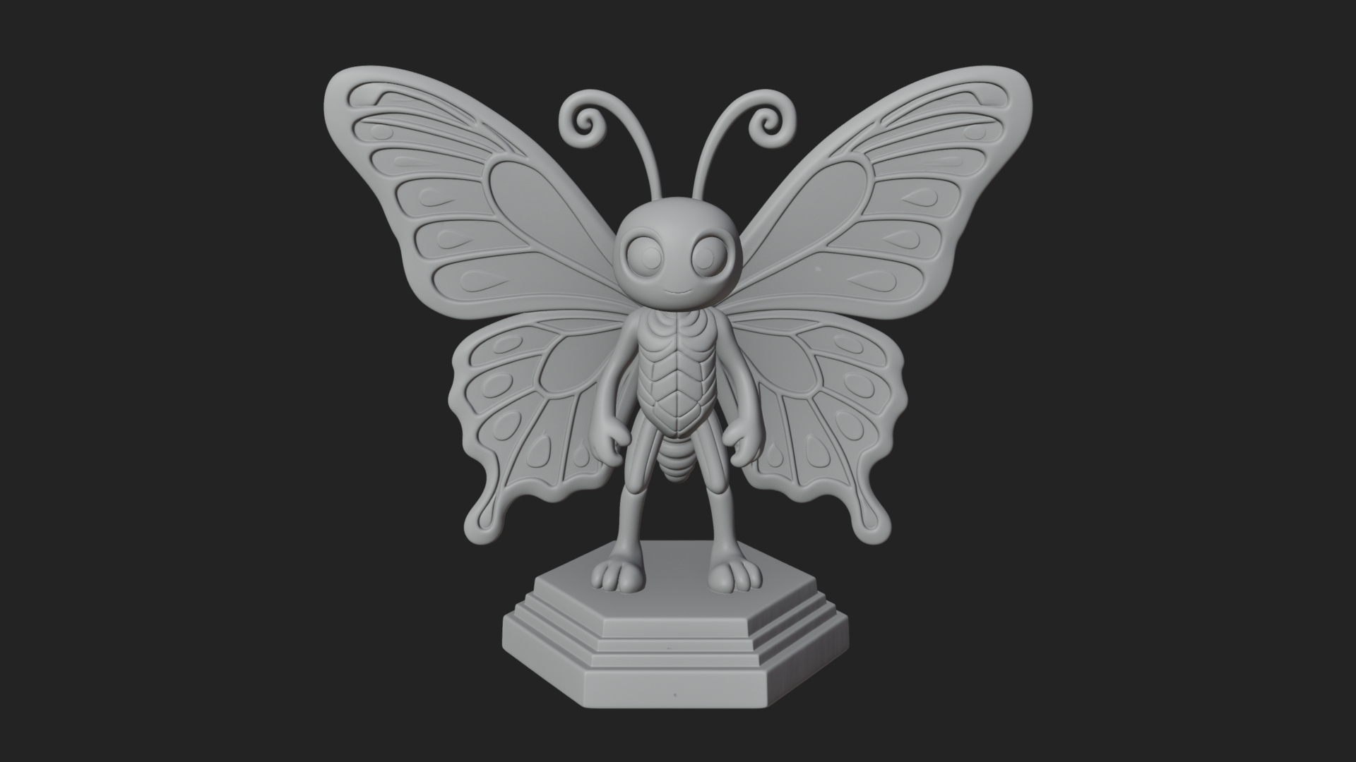Cute Cartoon Butterfly Statue Design 3 3D Print Model 3D Model