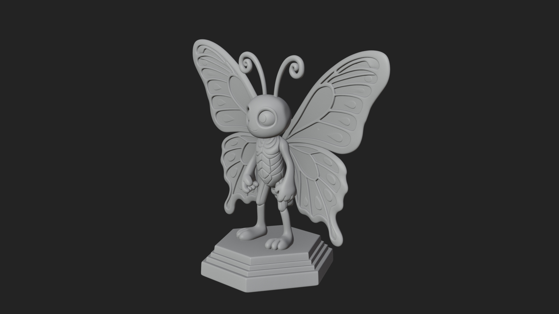 Cute Cartoon Butterfly Statue Design 3 3D Print Model 3D Model