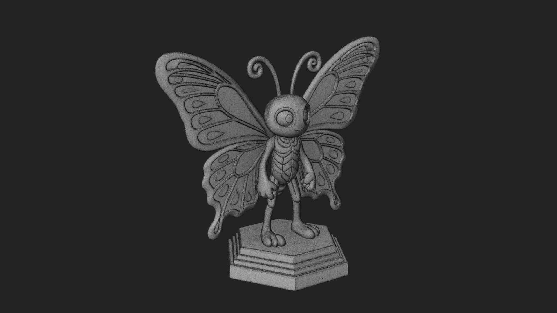 Cute Cartoon Butterfly Statue Design 3 3D Print Model 3D Model