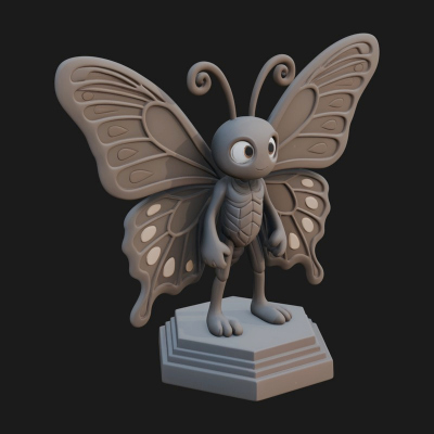 Cute Cartoon Butterfly Statue Design 3 3D Print Model