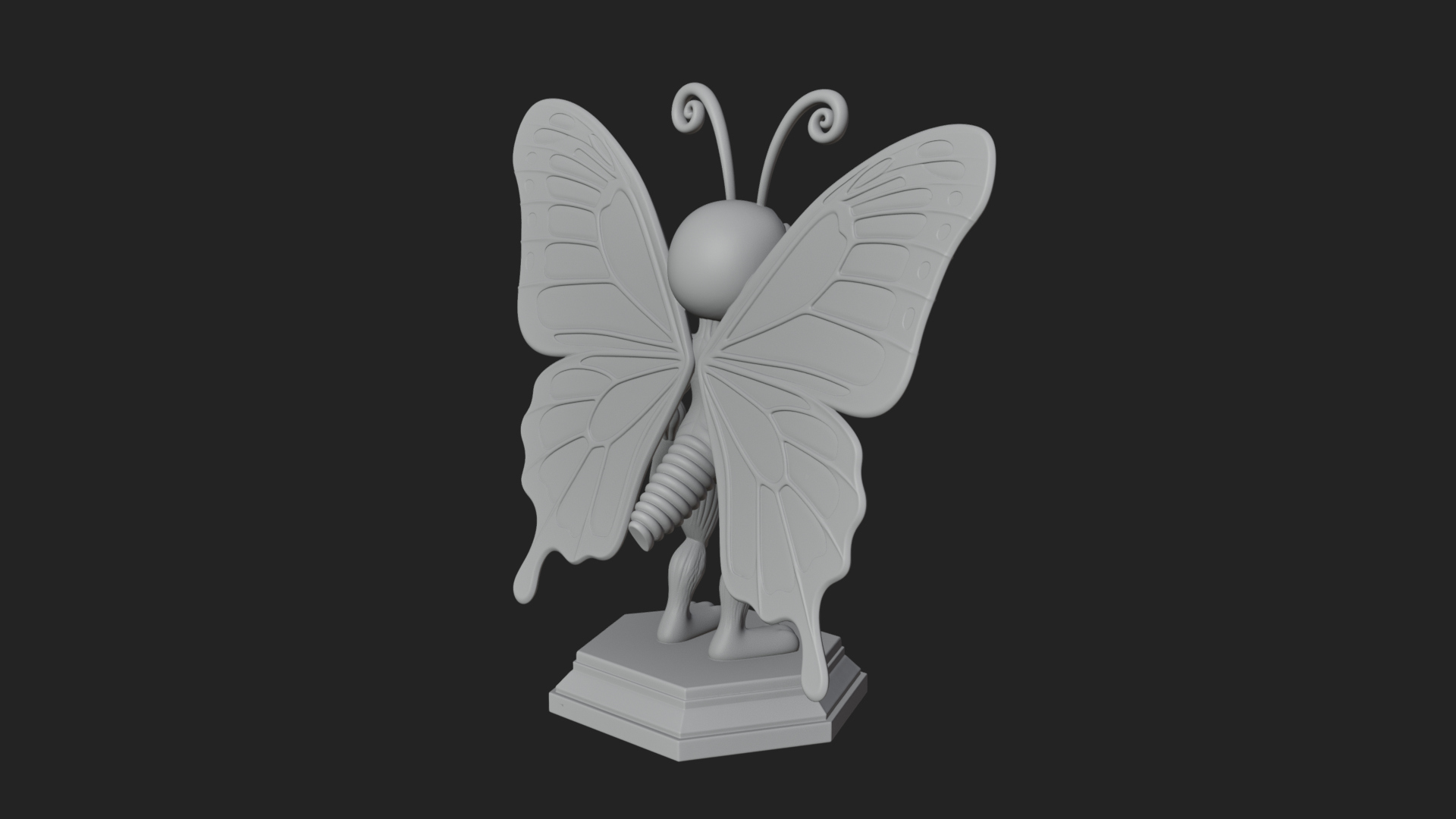 Cute Cartoon Butterfly Statue Design 4 3D Print Model 3D Model