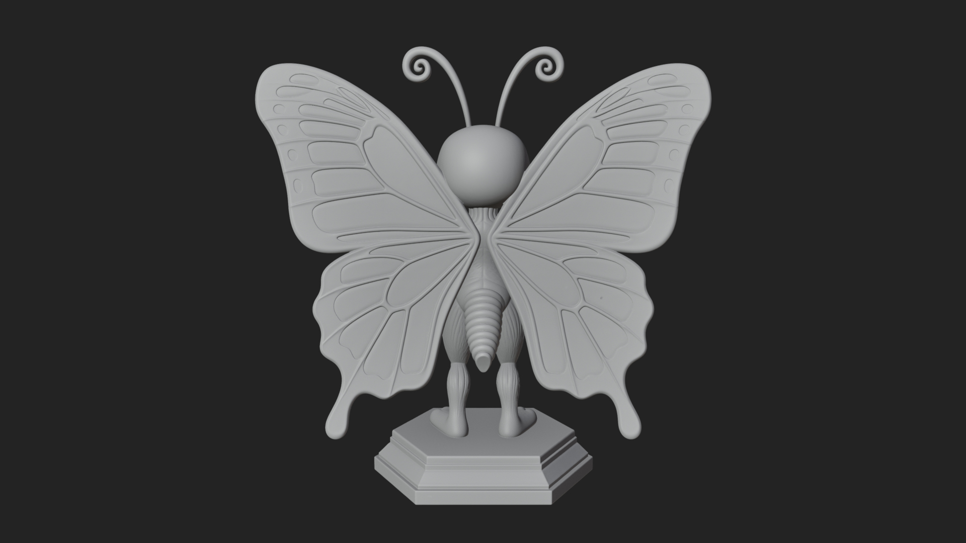 Cute Cartoon Butterfly Statue Design 4 3D Print Model 3D Model