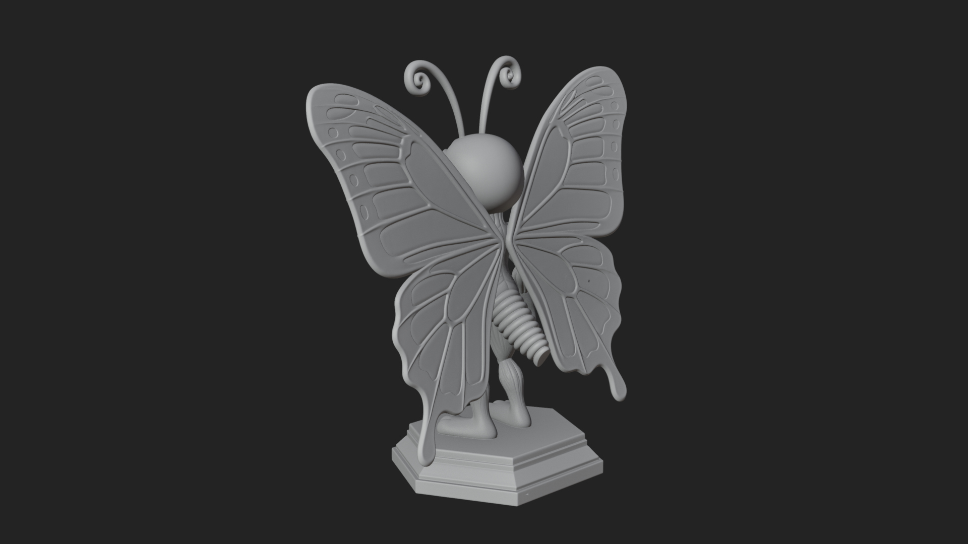Cute Cartoon Butterfly Statue Design 4 3D Print Model 3D Model