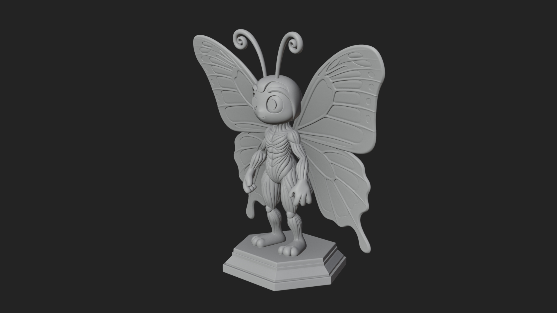 Cute Cartoon Butterfly Statue Design 4 3D Print Model 3D Model