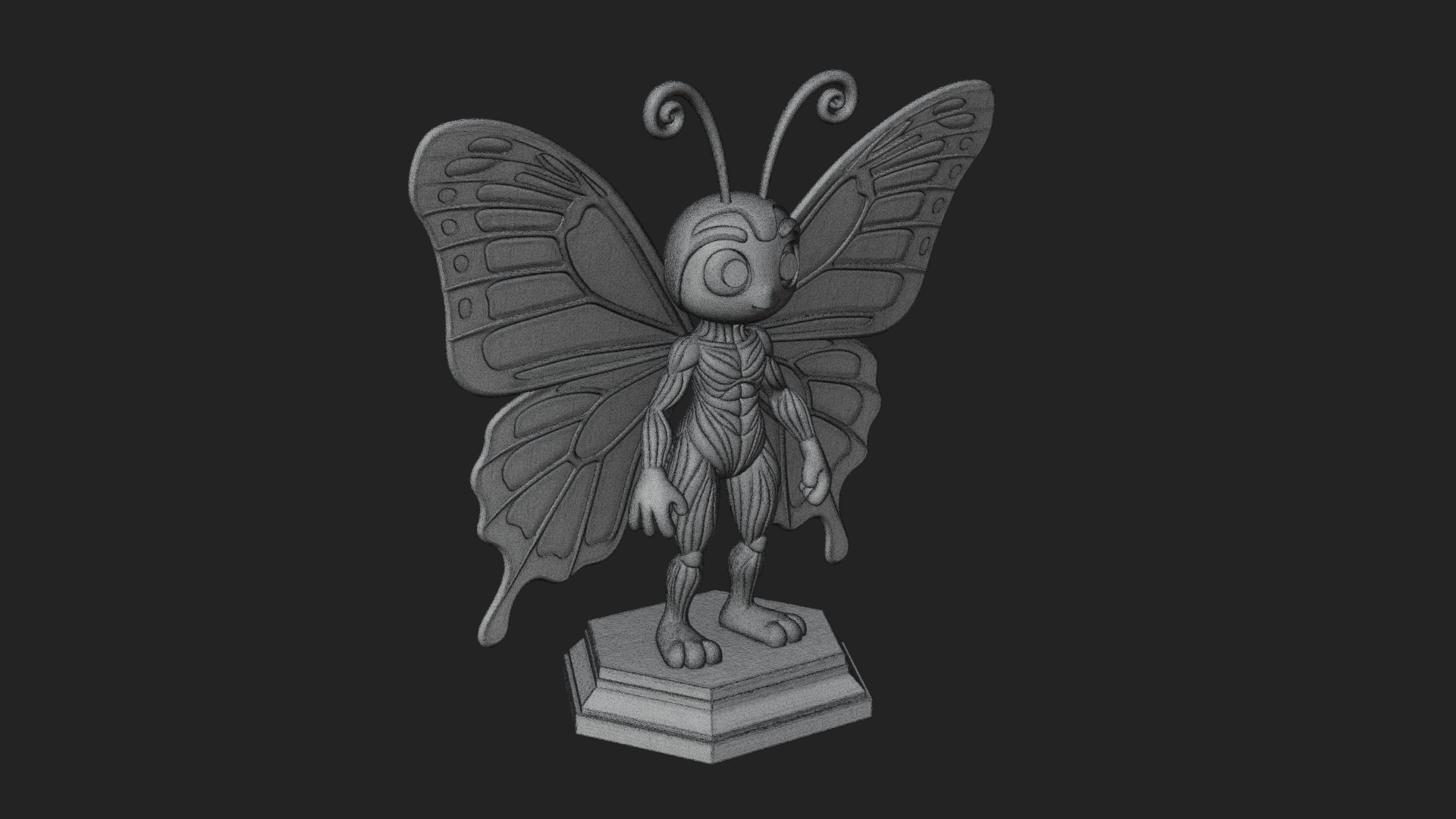 Cute Cartoon Butterfly Statue Design 4 3D Print Model 3D Model