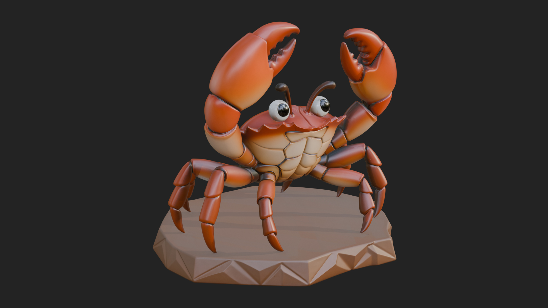 Cute Cartoon Crab Statue Design 1 3D Print Model 3D Model