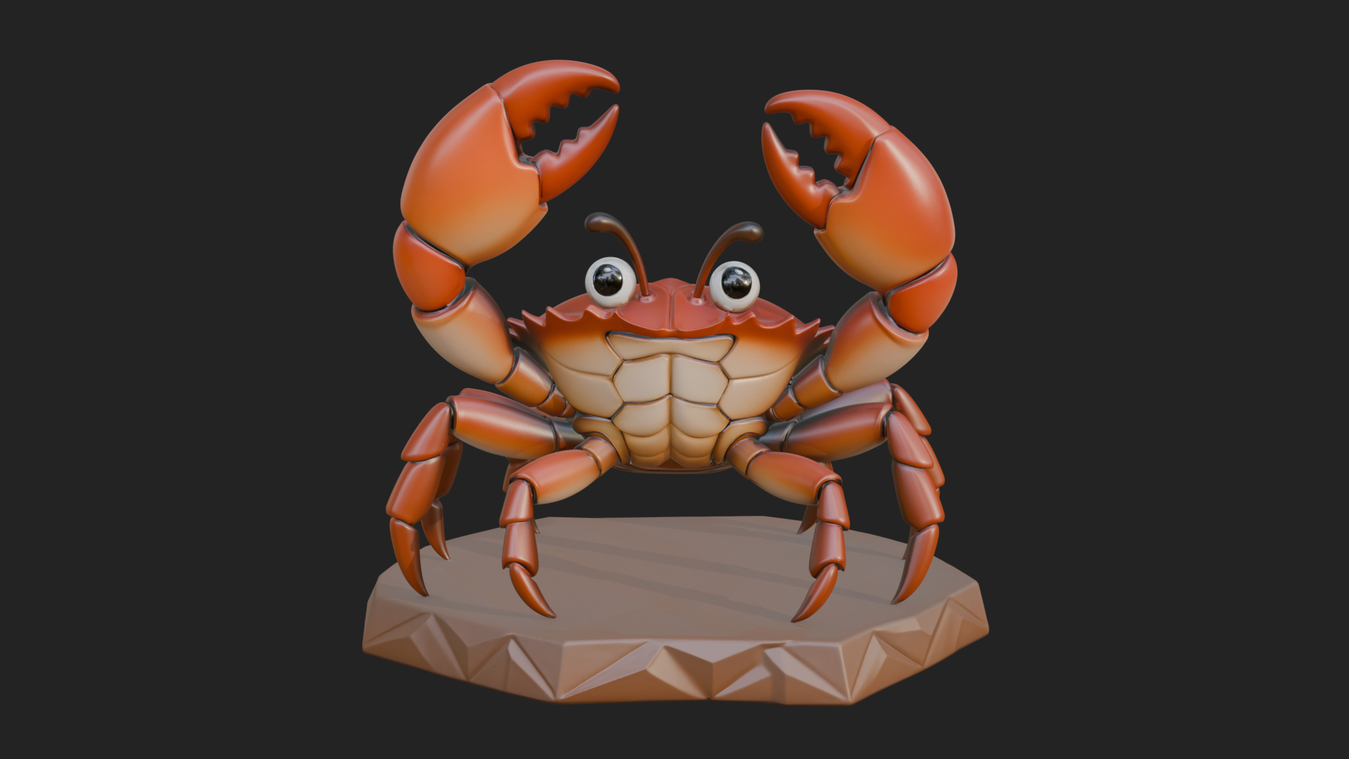 Cute Cartoon Crab Statue Design 1 3D Print Model 3D Model