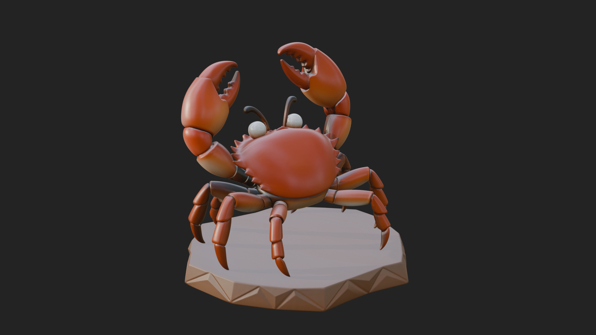 Cute Cartoon Crab Statue Design 1 3D Print Model 3D Model