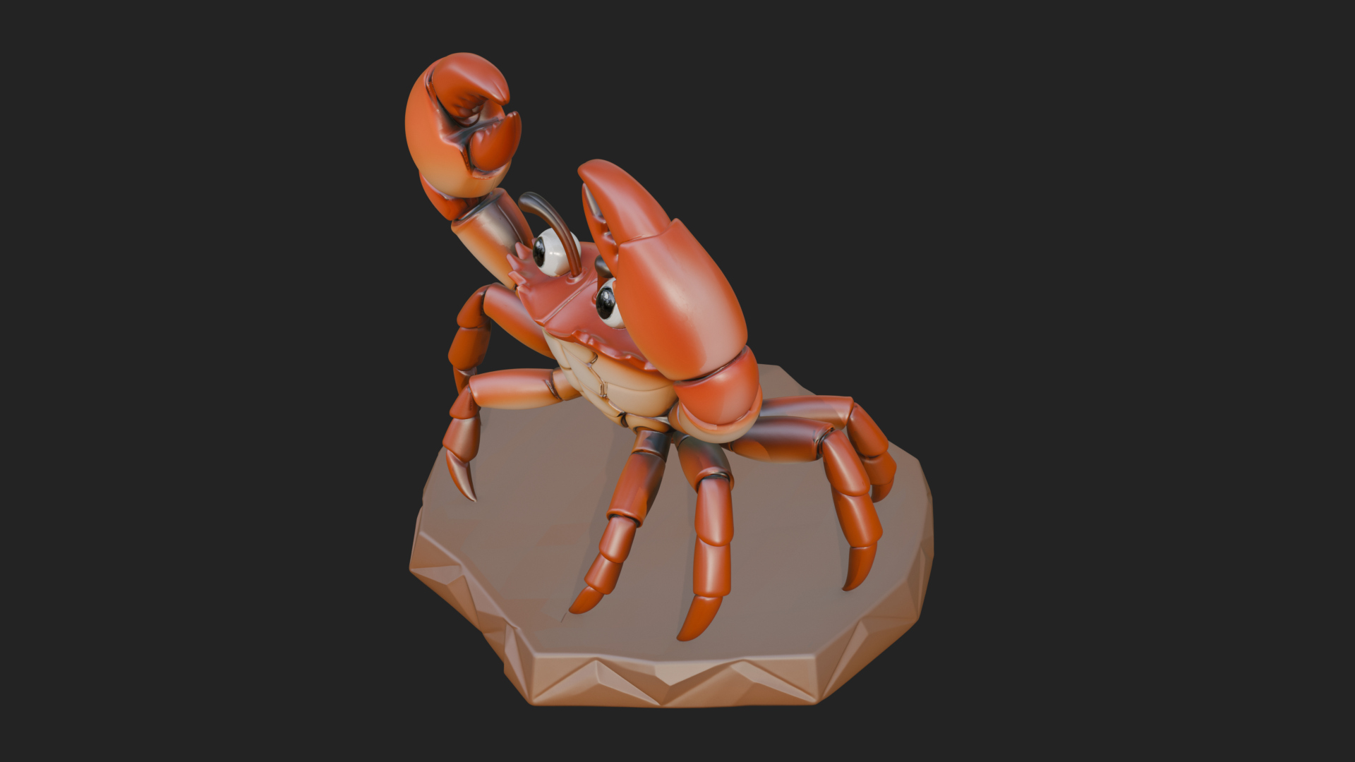 Cute Cartoon Crab Statue Design 1 3D Print Model 3D Model