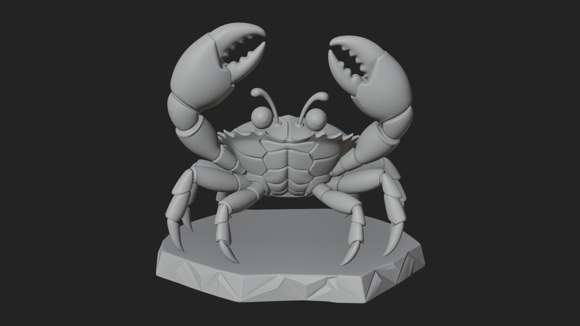 Cute Cartoon Crab Statue Design 1 3D Print Model 3D Model
