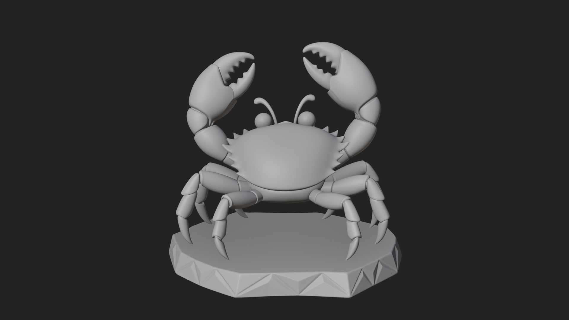 Cute Cartoon Crab Statue Design 1 3D Print Model 3D Model