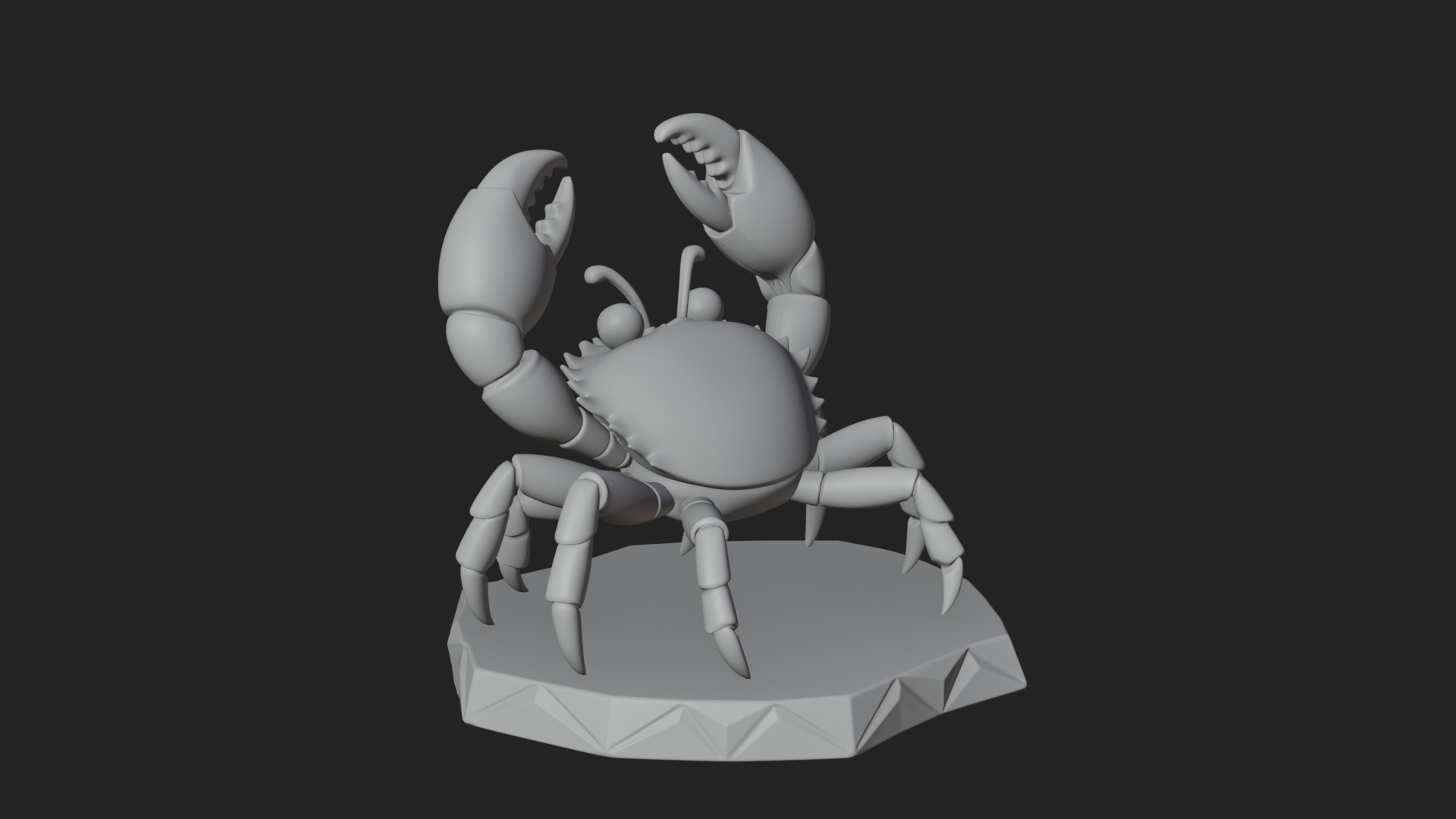 Cute Cartoon Crab Statue Design 1 3D Print Model 3D Model