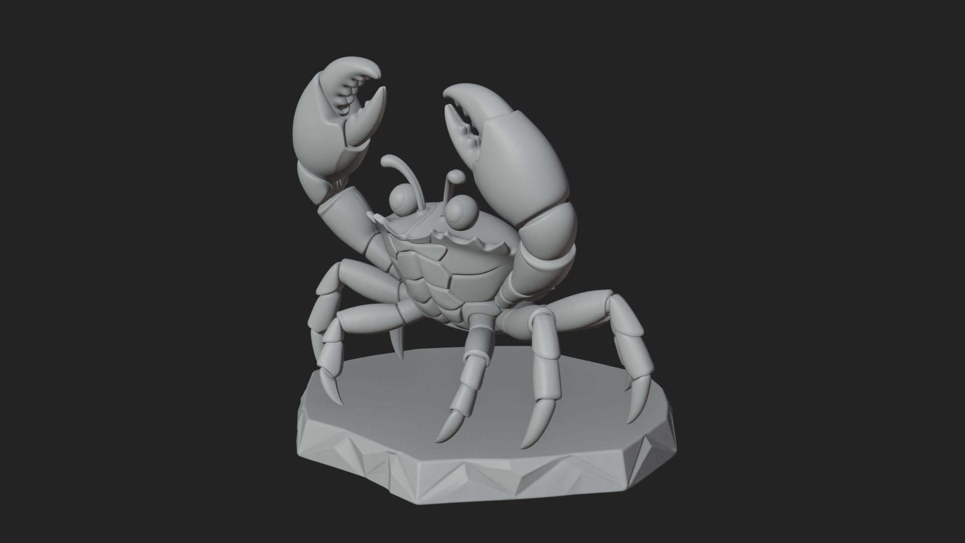 Cute Cartoon Crab Statue Design 1 3D Print Model 3D Model