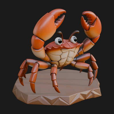 Cute Cartoon Crab Statue Design 1 3D Print Model