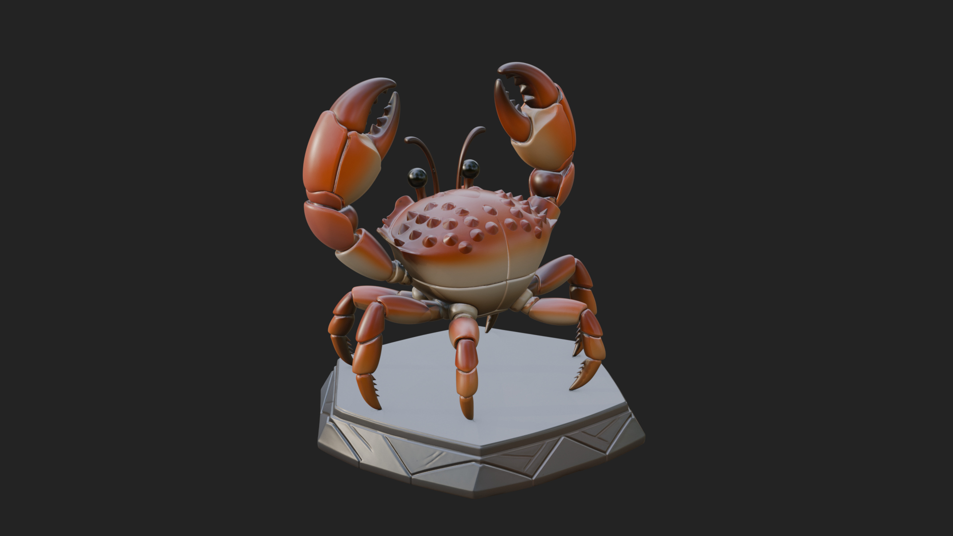 Cute Cartoon Crab Statue Design 2 3D Print Model 3D Model