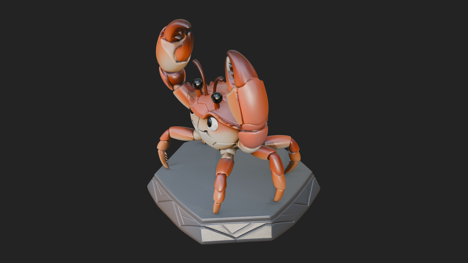 Cute Cartoon Crab Statue Design 2 3D Print Model 3D Model