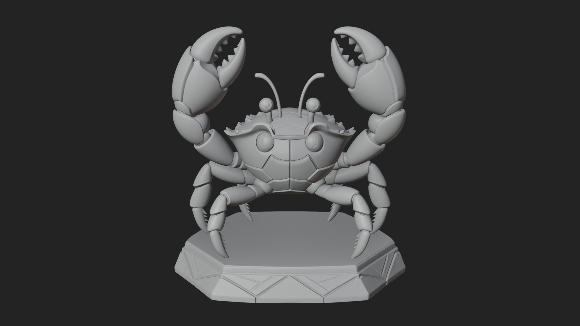 Cute Cartoon Crab Statue Design 2 3D Print Model 3D Model