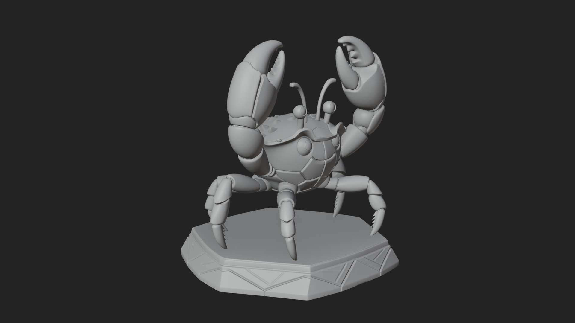 Cute Cartoon Crab Statue Design 2 3D Print Model 3D Model