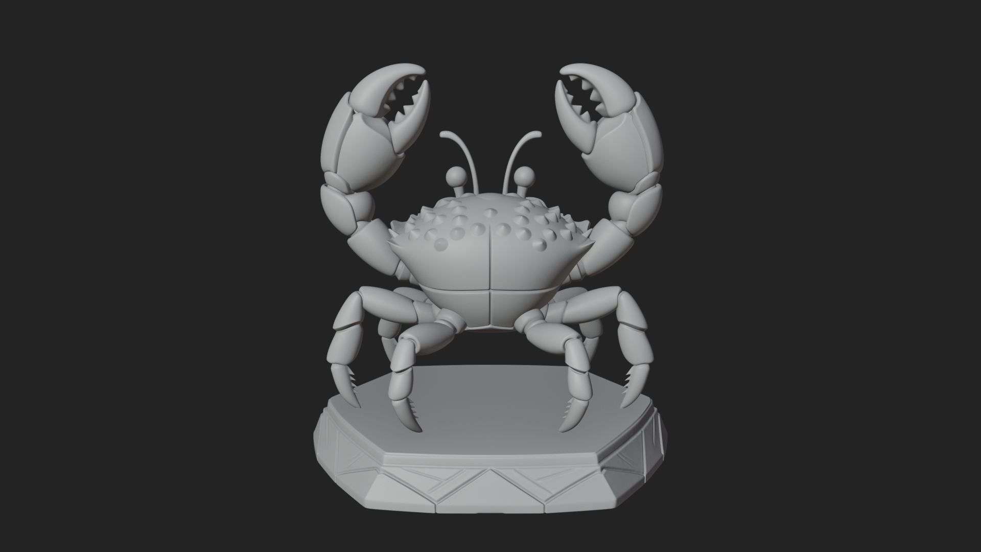 Cute Cartoon Crab Statue Design 2 3D Print Model 3D Model