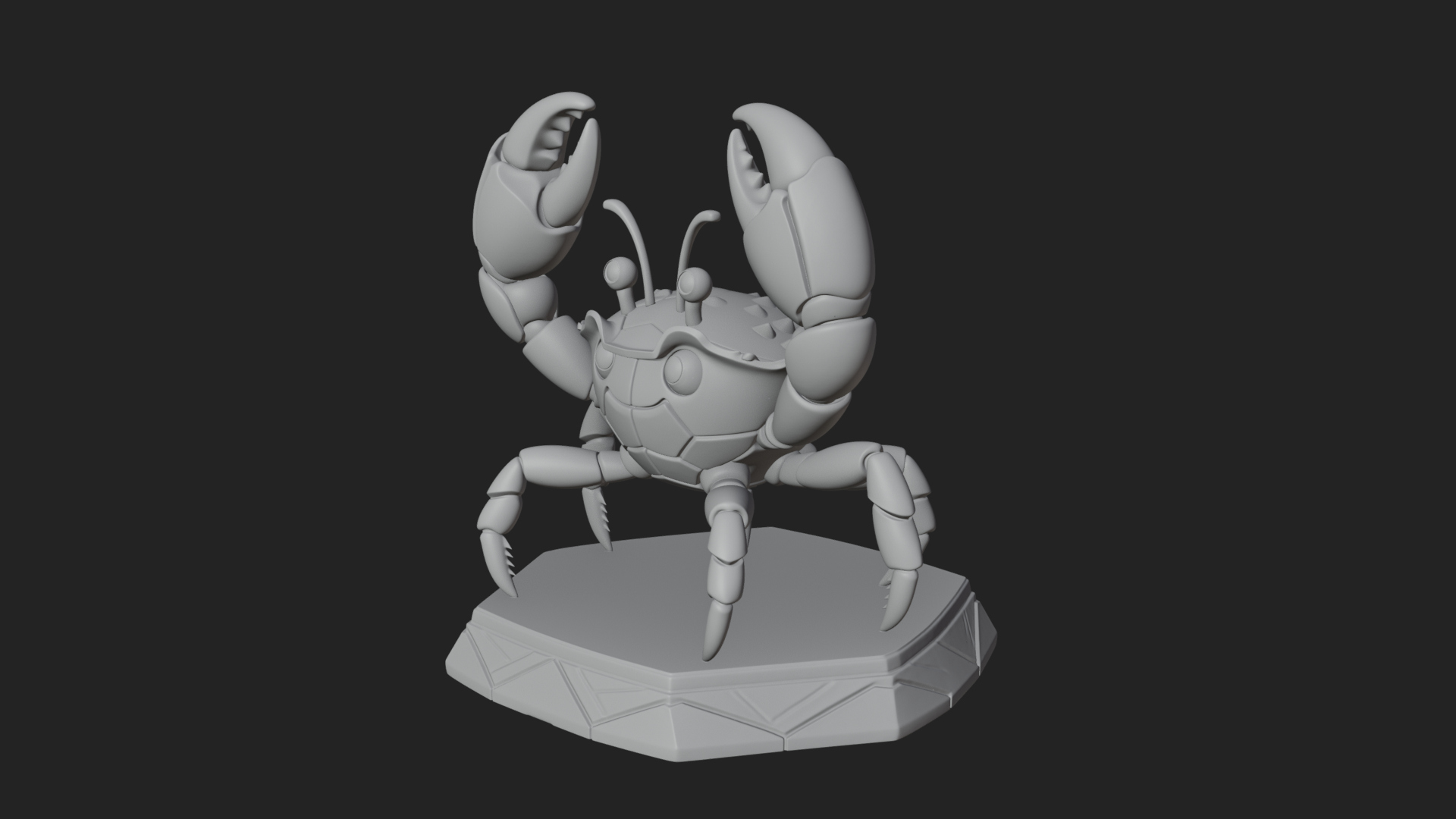 Cute Cartoon Crab Statue Design 2 3D Print Model 3D Model