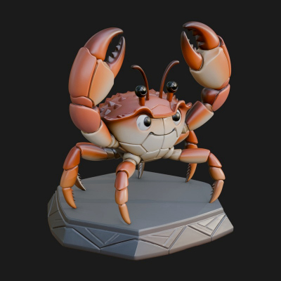 Cute Cartoon Crab Statue Design 2 3D Print Model