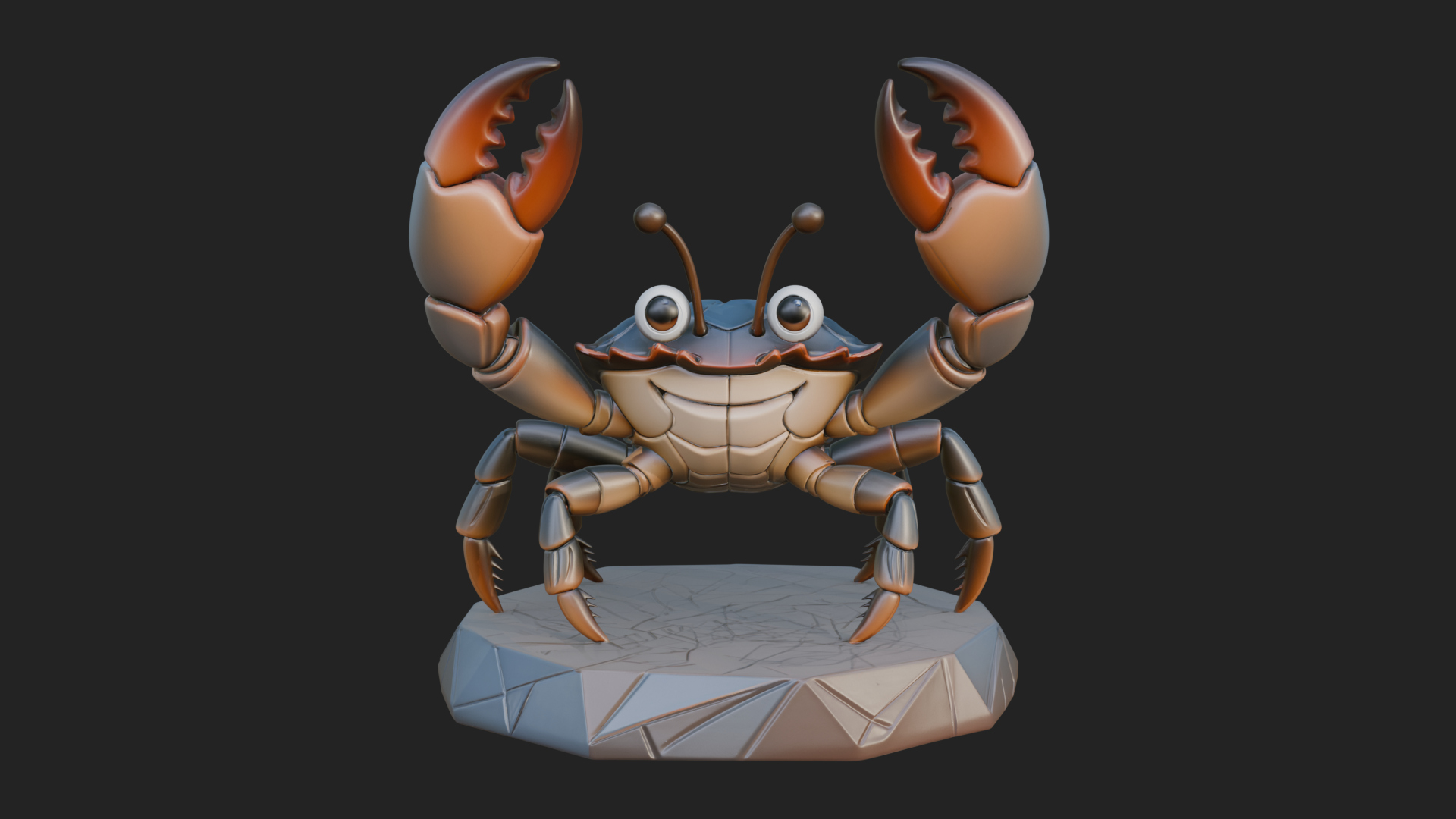 Cherab Design Cute Cartoon Crab Statue Design 3 3D Print Model by ARCHVANTA