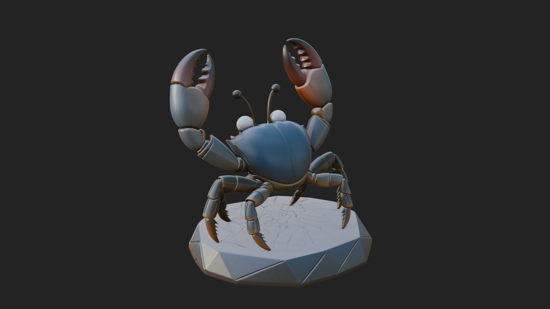 Cute Cartoon Crab Statue Design 3 3D Print Model 3D Model