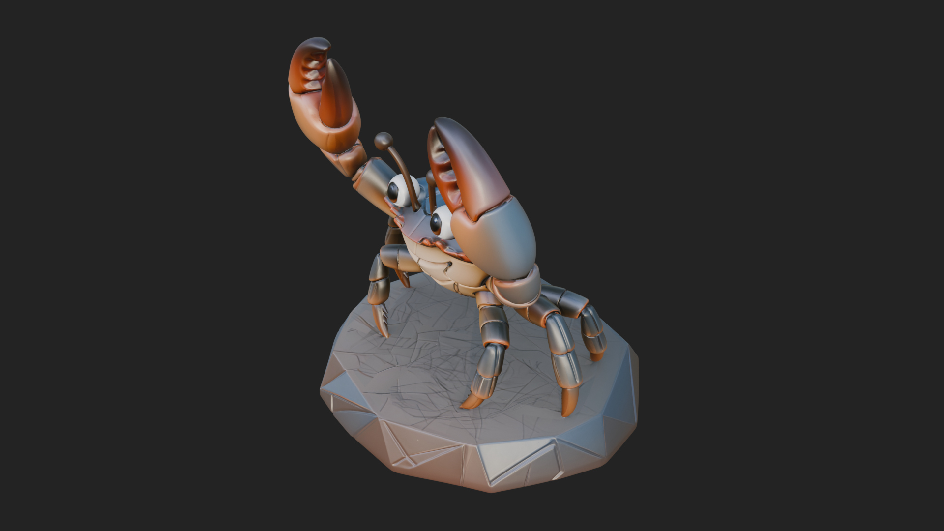 Cute Cartoon Crab Statue Design 3 3D Print Model 3D Model