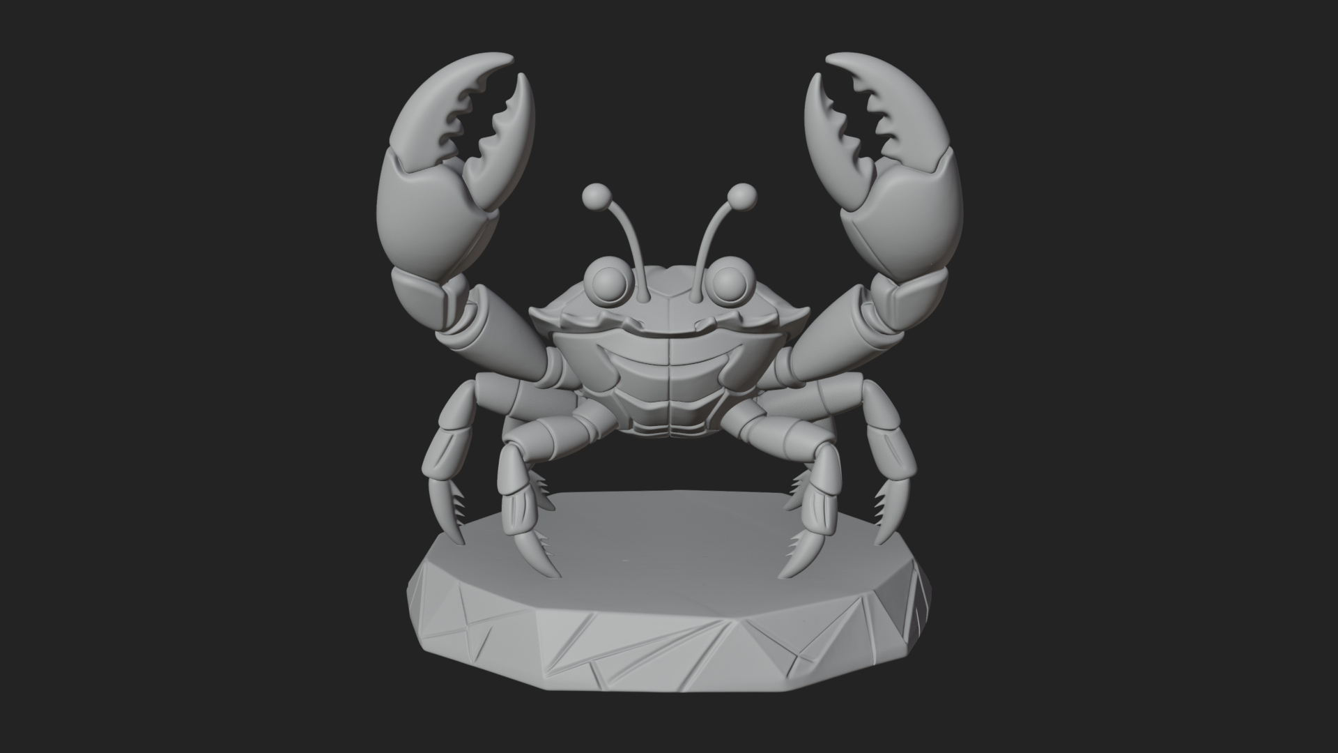 Cute Cartoon Crab Statue Design 3 3D Print Model 3D Model