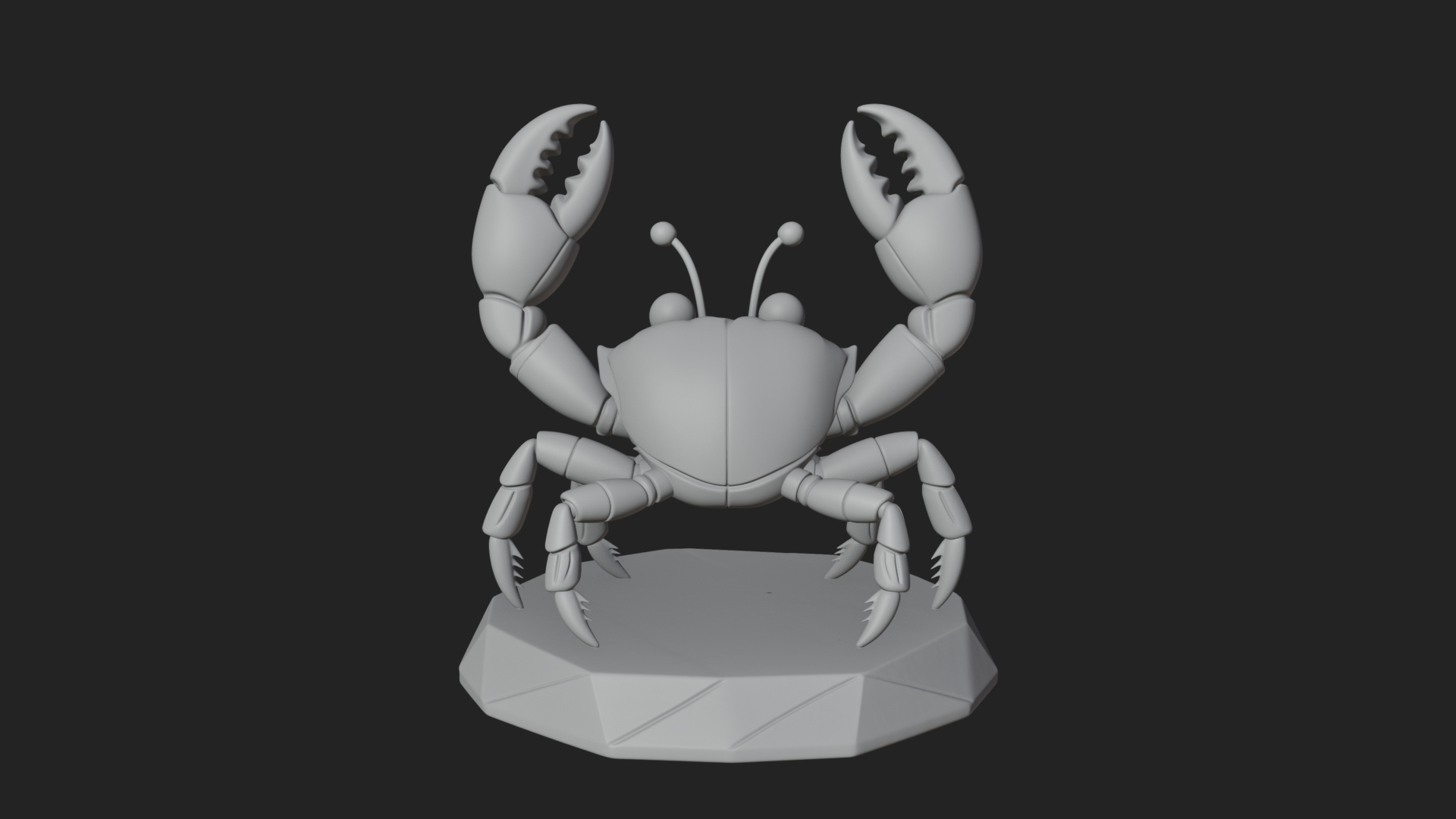 Cute Cartoon Crab Statue Design 3 3D Print Model 3D Model