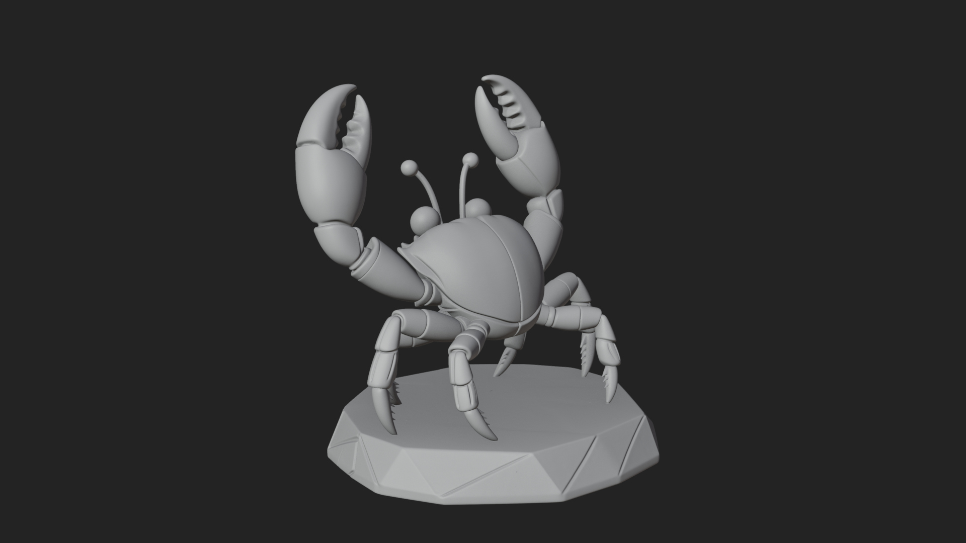 Cute Cartoon Crab Statue Design 3 3D Print Model 3D Model