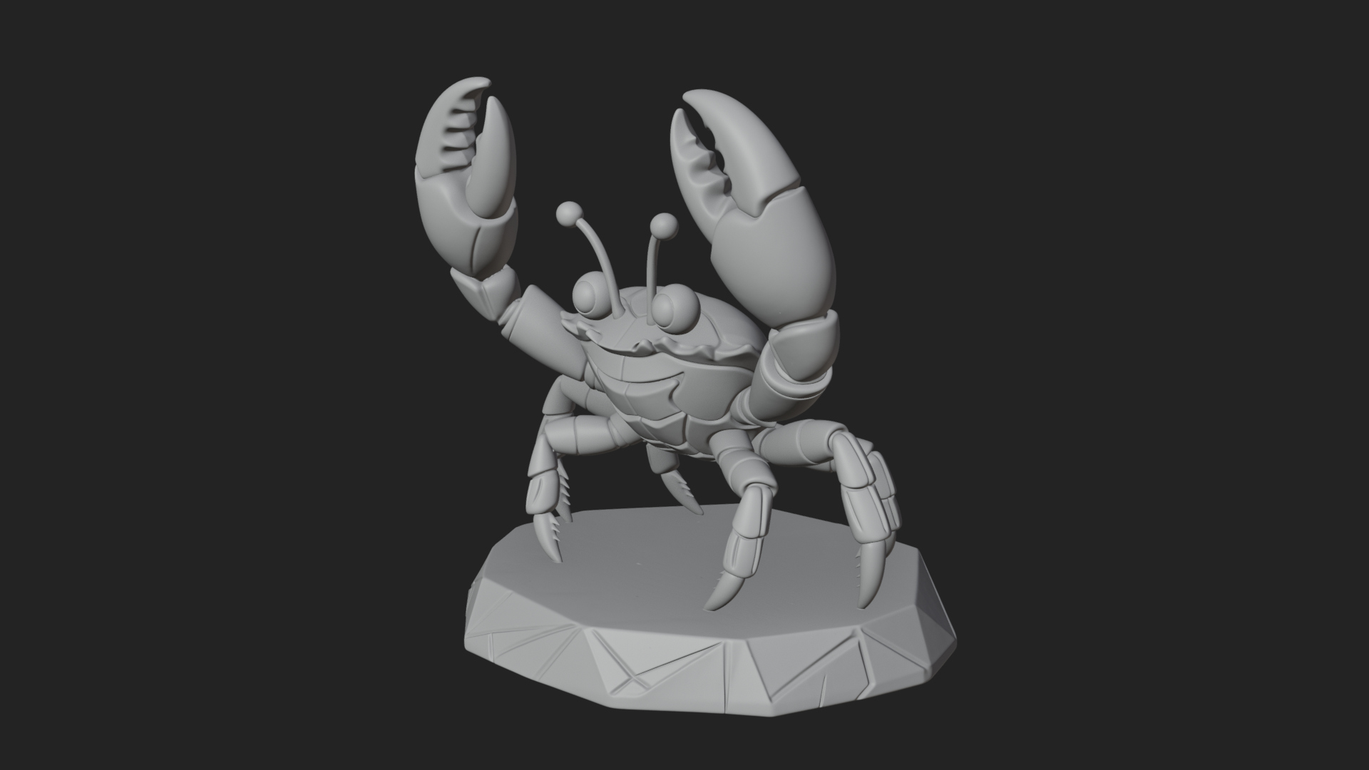 Cute Cartoon Crab Statue Design 3 3D Print Model 3D Model