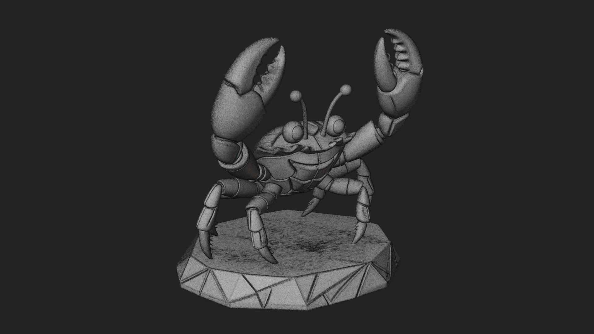 Cute Cartoon Crab Statue Design 3 3D Print Model 3D Model