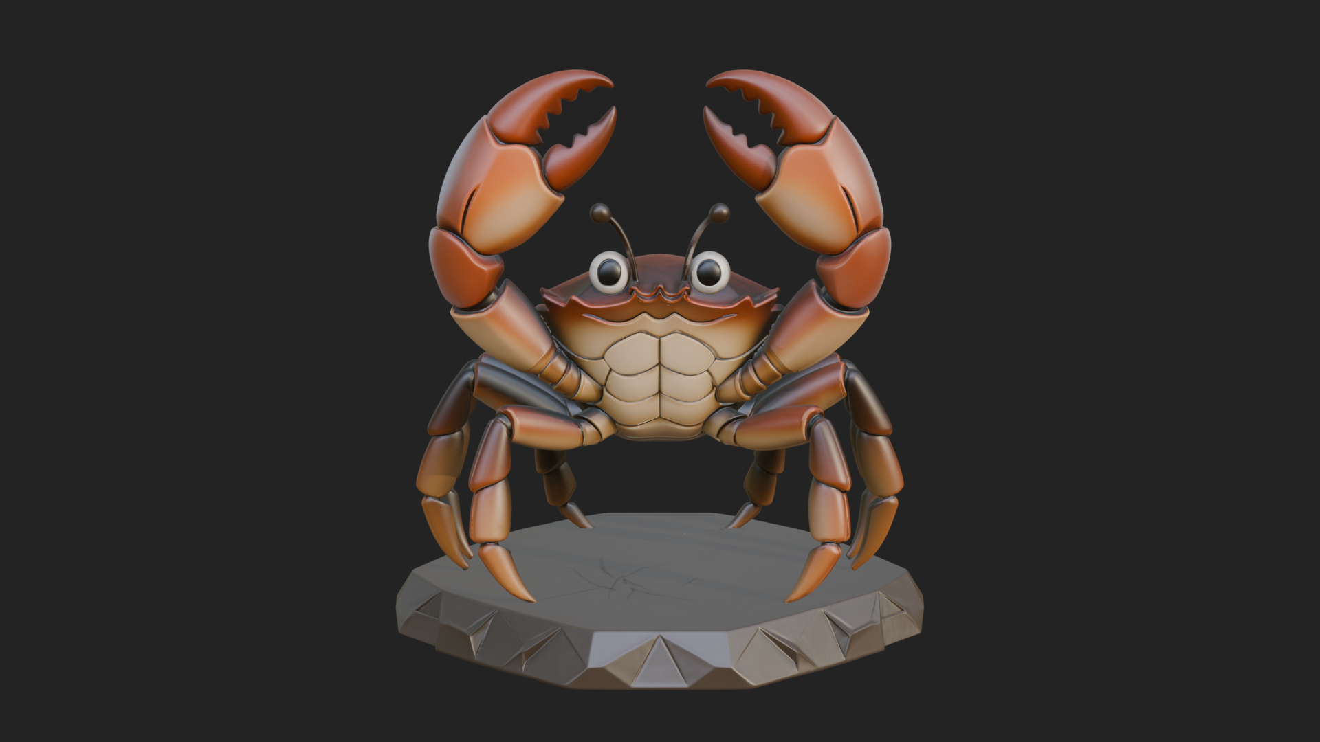 Cute Cartoon Crab Statue Design 4 3D Print Model by ARCHVANTA