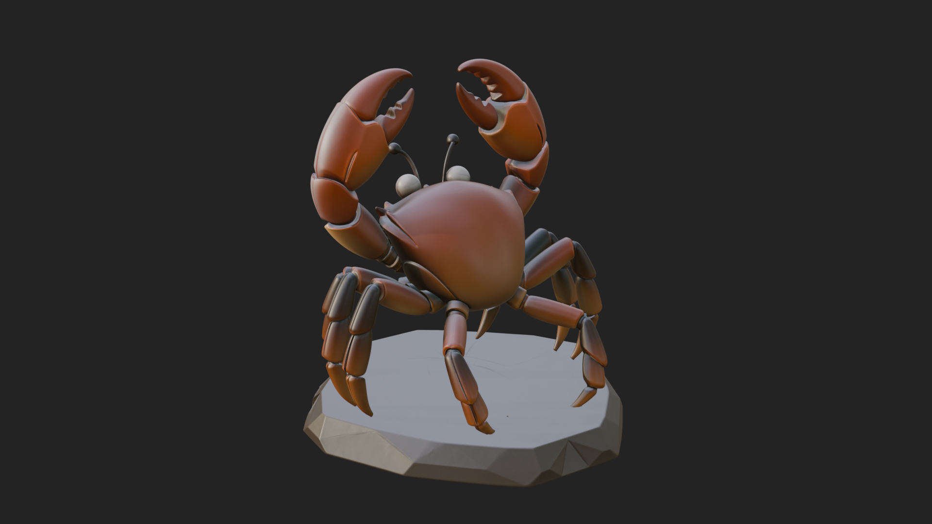 Cute Cartoon Crab Statue Design 4 3D Print Model 3D Model