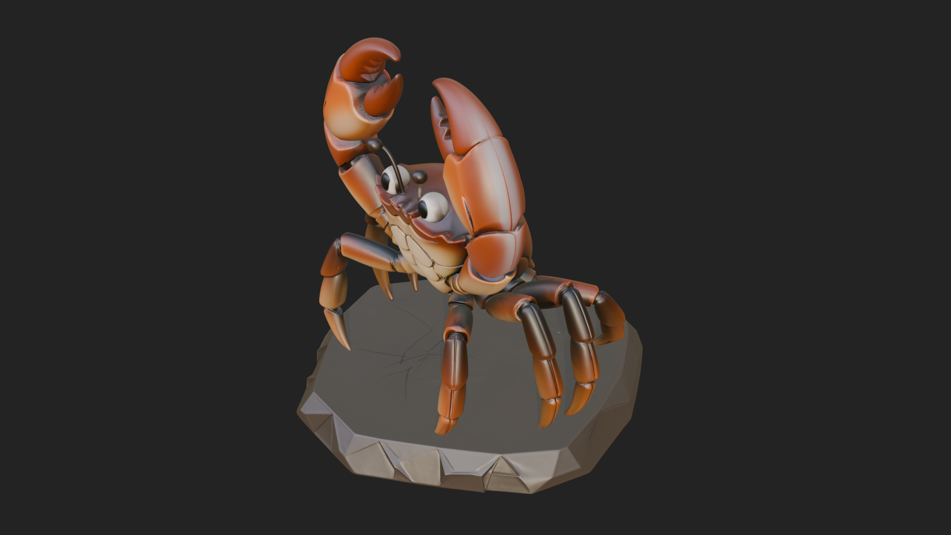 Cute Cartoon Crab Statue Design 4 3D Print Model 3D Model